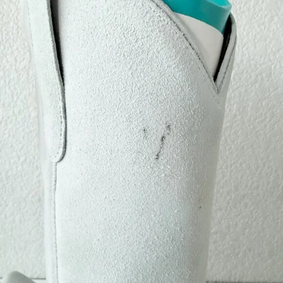 Lane Boots EMMA JANE White Suede Cowboy Western Cowgirl Mid Calf Snip Toe 8.5 - Picture 2 of 13